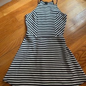 A-line, halter top striped dress